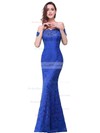 Trumpet/Mermaid Off-the-shoulder Floor-length Lace with Beading Prom Dresses #PDS020104153
