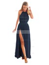 A-line Halter Ankle-length Chiffon with Split Front Prom Dresses #PDS020104432