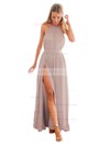 A-line Halter Ankle-length Chiffon with Split Front Prom Dresses #PDS020104432
