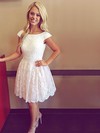 A-line Scoop Neck Tulle Short/Mini with Pearl Detailing Short Prom Dresses #PDS020104127