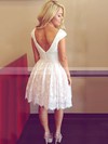 A-line Scoop Neck Tulle Short/Mini with Pearl Detailing Short Prom Dresses #PDS020104127