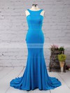 Trumpet/Mermaid Scoop Neck Sweep Train Jersey with Ruffles Prom Dresses #PDS020104555
