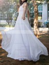 Vintage Scoop Neck Chiffon Lace Court Train White Wedding Dresses #PDS00020486