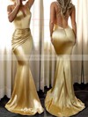 Trumpet/Mermaid V-neck Sweep Train Ruffles Prom Dresses #PDS020104819