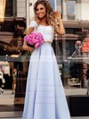 A-line Square Neckline Floor-length Satin Pleats Prom Dresses #PDS020104978