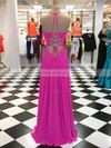 A-line V-neck Floor-length Chiffon Ruffles Prom Dresses #PDS020105273