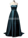 Princess Sweetheart Sweep Train Satin Ruffle Prom Dresses #PDS020105348