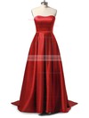 Princess Sweetheart Sweep Train Satin Ruffle Prom Dresses #PDS020105348