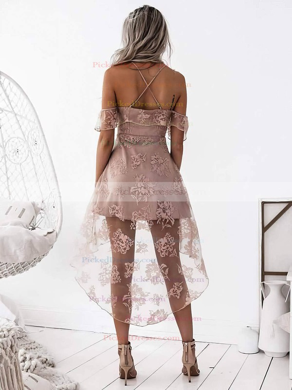 A-line Sweetheart Asymmetrical Lace Prom Dresses #PDS020105368