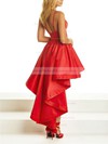 A-line V-neck Asymmetrical Satin Appliques Lace Prom Dresses #PDS020105369