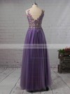 Princess V-neck Floor-length Tulle Beading Prom Dresses #PDS020105576