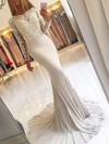 Trumpet/Mermaid Scoop Neck Sweep Train Tulle Jersey Beading Prom Dresses #PDS020105590