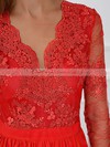 A-line V-neck Floor-length Chiffon Tulle Appliques Lace Prom Dresses #PDS020105623