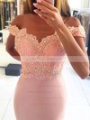 Sheath/Column Off-the-shoulder Sweep Train Jersey Beading Prom Dresses #PDS020105707