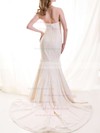 Prettiest Sweetheart Ivory Lace Draped Court Train Wedding Dresses #PDS00020513