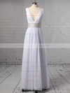 A-line V-neck Floor-length Chiffon Beading Prom Dresses #PDS020105772