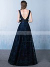 Princess V-neck Floor-length Lace Prom Dresses #PDS020105792