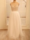 White Tulle Scoop Neck Appliques Lace Floor-length Coolest Wedding Dresses #PDS00020518