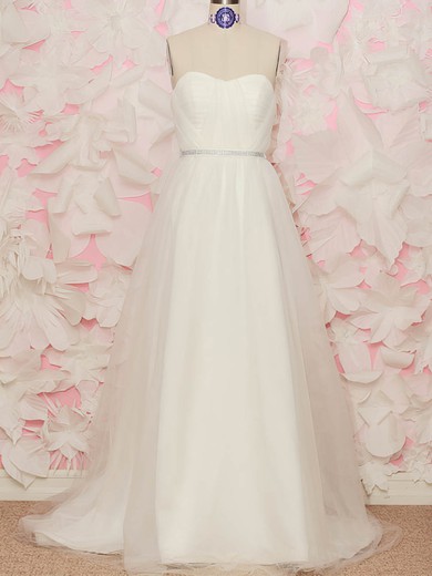 Sweep Train Sweetheart White Tulle Sashes/Ribbon Lace-up Perfect Wedding Dress #PDS00020519
