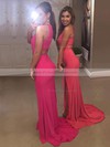 Sheath/Column Halter Floor-length Jersey Split Front Prom Dresses #PDS020106060