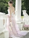 A-line Sweetheart Sweep Train Tulle Pleats Prom Dresses #PDS020106064