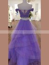 A-line Sweetheart Floor-length Lace Organza Lace Prom Dresses #PDS020106068