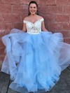 Princess Off-the-shoulder Floor-length Lace Organza Lace Prom Dresses #PDS020106069