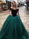 Ball Gown Off-the-shoulder Floor-length Tulle Velvet Prom Dresses #PDS020106117
