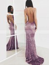 Trumpet/Mermaid V-neck Sweep Train Sequined Prom Dresses #PDS020106203