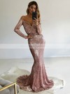 Trumpet/Mermaid Off-the-shoulder Sweep Train Sequined Prom Dresses #PDS020106204
