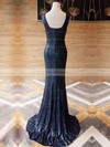 Trumpet/Mermaid V-neck Sweep Train Sequined Sequins Prom Dresses #PDS020106212