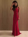 Sheath/Column V-neck Floor-length Jersey Prom Dresses #PDS020106245