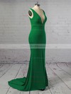Trumpet/Mermaid V-neck Sweep Train Jersey Prom Dresses #PDS020106249