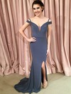 Trumpet/Mermaid Off-the-shoulder Sweep Train Jersey Prom Dresses #PDS020106269