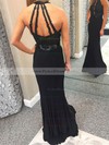 Sheath/Column Scoop Neck Floor-length Jersey Appliques Lace Prom Dresses #PDS020106270