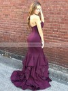 Trumpet/Mermaid Sweetheart Sweep Train Jersey Cascading Ruffles Prom Dresses #PDS020106273