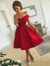 Ball Gown Off-the-shoulder Satin Knee-length Short Prom Dresses #PDS020106278