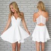 A-line V-neck Short/Mini Chiffon Lace Prom Dresses #PDS020106280