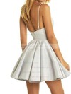A-line V-neck Short/Mini Satin Lace Prom Dresses #PDS020106298