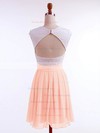 A-line Scoop Neck Chiffon Short/Mini Lace Short Prom Dresses #PDS020106313