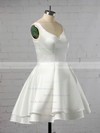 Ball Gown V-neck Satin Short/Mini Tiered Short Prom Dresses #PDS020106318