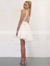 A-line V-neck Short/Mini White Prom Dresses #PDS020106353