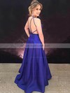 A-line V-neck Floor-length Satin Prom Dresses #PDS020106392