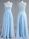 Discounted A-line Scoop Neck Chiffon Tulle Appliques Lace Light Sky Blue Prom Dresses #PDS020101630
