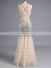 Exclusive V-neck Backless Tulle Crystal Detailing Trumpet/Mermaid Prom Dresses #PDS020101840