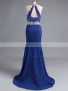 Sweep Train Chiffon Split Front Exclusive Open Back Trumpet/Mermaid Prom Dresses #PDS020102056