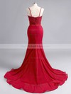 Sheath/Column Jersey Appliques Lace Sweep Train Designer Prom Dress #PDS020102223