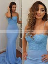 Sheath/Column Jersey Appliques Lace Sweep Train Designer Prom Dress #PDS020102223