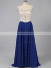 Sweep Train Scoop Neck Tulle Chiffon Beading Unique Long Prom Dresses #PDS020102322