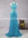 Two Piece Scoop Neck Funky Lace Beading Trumpet/Mermaid Prom Dress #PDS020102334